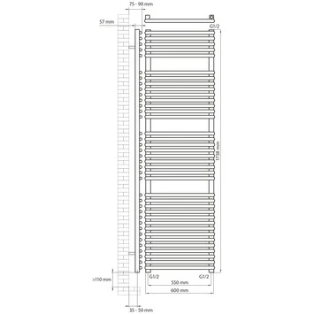 Haceka Designradiator Monte Mat Wit 1075 Watt 174x60 Cm 2 Haceka Designradiator Monte Mat Wit 1075 Watt 174x60 Cm - Afbeelding 2