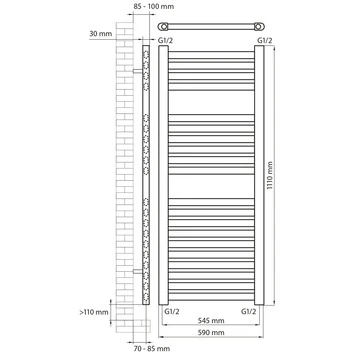 Haceka Designradiator Sinai Satijn Grijs 566 Watt 111x59 Cm 3 Haceka Designradiator Sinai Satijn Grijs 566 Watt 111x59 Cm - Afbeelding 3