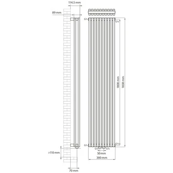 Haceka Designradiator Mojave Antraciet 184x38 Cm 4 Haceka Designradiator Mojave Antraciet 184x38 Cm - Afbeelding 4