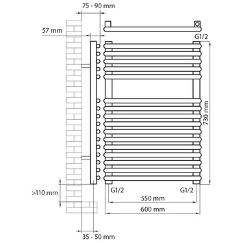 Haceka Designradiator Monte Tabak 465 Watt 73x60 Cm 2 Haceka Designradiator Monte Tabak 465 Watt 73x60 Cm - Afbeelding 2
