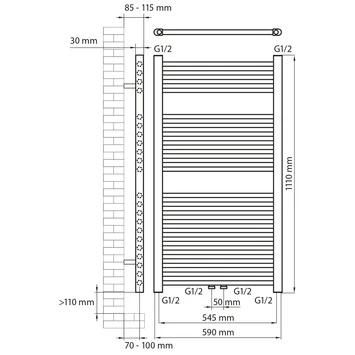 Haceka Designradiator Gobi Zwart 565 Watt 111x59 Cm 3 Haceka Designradiator Gobi Zwart 565 Watt 111x59 Cm - Afbeelding 3