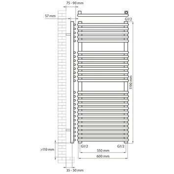 Haceka Designradiator Monte Mat Wit 718 Watt 119x60 Cm 2 Haceka Designradiator Monte Mat Wit 718 Watt 119x60 Cm - Afbeelding 2