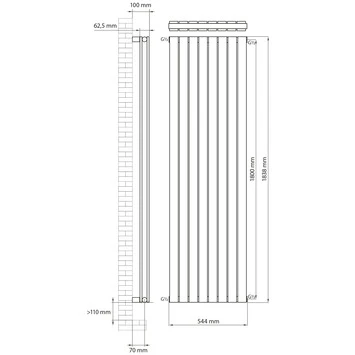 Haceka Designradiator Thalia Grijs Structuur 1585 Watt 184x54 Cm 2 Haceka Designradiator Thalia Grijs Structuur 1585 Watt 184x54 Cm - Afbeelding 2