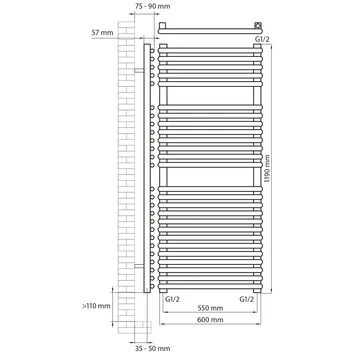 Haceka Designradiator Monte Tabak 718 Watt 119x60 Cm 2 Haceka Designradiator Monte Tabak 718 Watt 119x60 Cm - Afbeelding 2