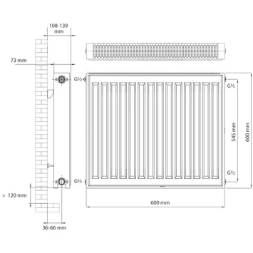 Haceka Paneelradiator Imago Una Wit 604W 60x60 Cm 4 Haceka Paneelradiator Imago Una Wit 604W 60x60 Cm - Afbeelding 4