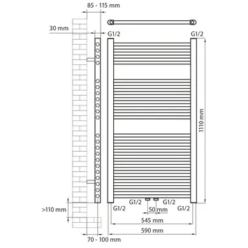 Haceka Designradiator Gobi Koper Structuur 565 Watt 110x59 Cm 2 Haceka Designradiator Gobi Koper Structuur 565 Watt 110x59 Cm - Afbeelding 2